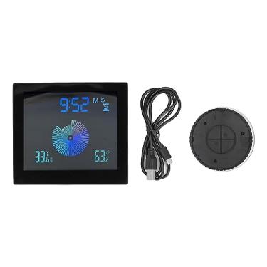 Imagem de Alarme do timer de chuveiro digital do relógio de parede com temperatura Exibir relógio de banheiro à prova d'água para banheiro de casa ABS silicone 12 x 10,5 x 4cm (Preto)