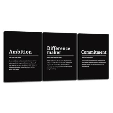 Imagem de Impressão em tela inspiradora arte de parede fabricante de diferenças de escritório substantivo imagem motivacional ambição compromisso pintura moderna arte inspiradora para decoração de parede de