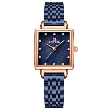 Imagem de Relógio De Pulso De Quartzo Quadrado Feminino Impermeável Com Strass Elegante Azul