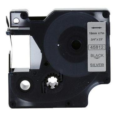 Imagem de Fita Compatível Dymo D1 45812 Prata Fosco Letra Preta 19mm - Genérica 