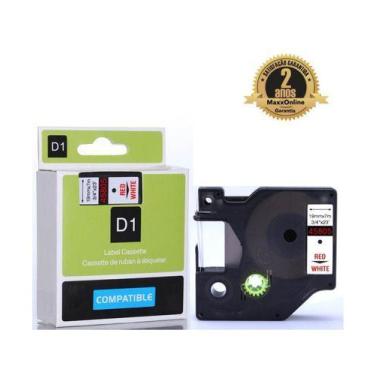 Imagem de Fita Compatível Dymo D1 45805 Branca Letra Vermelha 19mm - Genérica Dy
