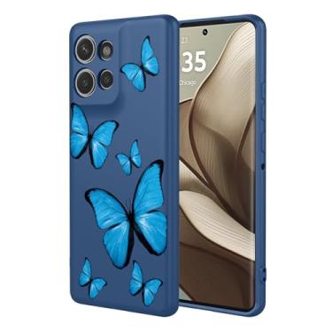 Imagem de KOARWVC Capa de telefone para Moto Edge 50, capa para Motorola Edge 50, design de padrão de borboleta, fina, protetora, macia, amortecedora, capa de telefone para Motorola Edge 50 borboleta azul