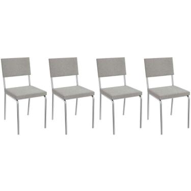 Imagem de Cadeira Sala De Jantar Zaria 2c128 Kit 4 Un Cromado - Boucle Cinza - Kappesberg
