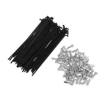 Imagem de TUCKBOLD Conjunto de 72 raios de bicicleta de 14G 97 mm com raio de roda de bicicleta aço carbono preto