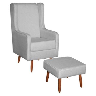 Imagem de Poltrona de Amamentação Retrô com Pés Palito e Puff - Fratello