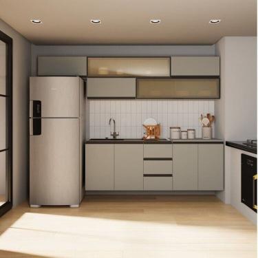 Imagem de Cozinha Modulada 7 Peças 5 Aéreos 2 Balcões Nara Cabecasa Madeiramadeira Cinza Claro