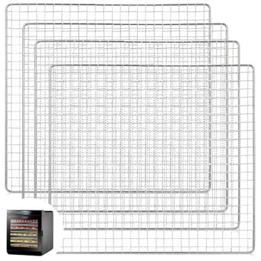 Imagem de Baderke Trays de Aço Inoxidável para Desidratador de Alimentos, 4 Peças, Prata, Retangular, Compatível com CP267-FD, 33 x 30 cm