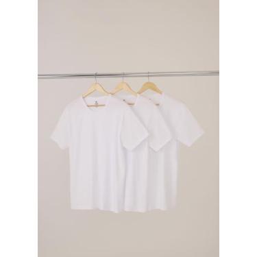Imagem de Kit Com 3 Camisetas Masculinas Básicas Slim - Hering, XG, Branco