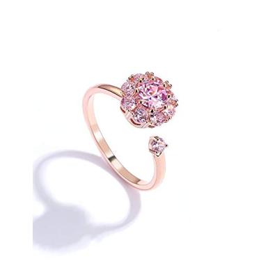 Imagem de Blowin Anel giratório feminino rosa com zircônia cúbica para alívio da ansiedade e do estresse