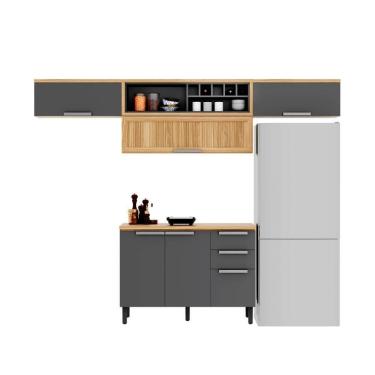 Imagem de Cozinha Compacta 270cm 6 Portas 2 Gavetas New Porto Grafite Madeira Itatiaia