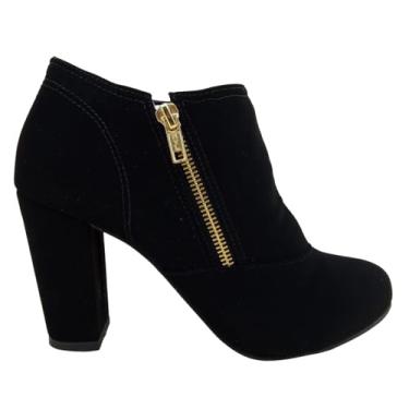 Imagem de Bota Botinha Coturno Feminina Salto Alto Grosso 9 cm Cano Curto Confortavel (Preta, BR, Adulto, Numérico, 34)