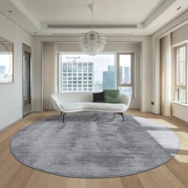 Imagem de Tapetes minimalistas modernos para decoração de quarto, sala de estar, área grande, tapete redondo, macio e fofo, para sala de estar, casa, sólido (160x160 cm/J)