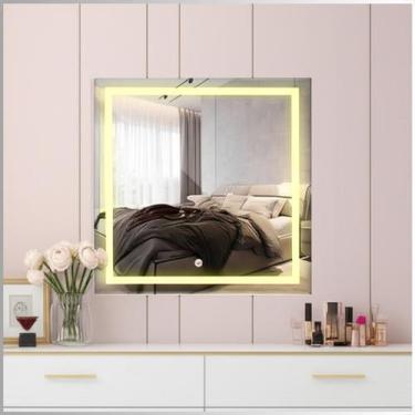 Imagem de Espelho Quadrado Touch Jateado Com Led 80x80 Moderno Luxo - NoBrand, N