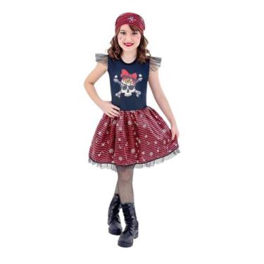 Imagem de Fantasia de Pirata Menina Infantil Vestido Pirata Menina Piratinha com