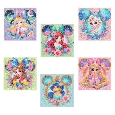 Imagem de nekpiahu 6 Pack Diamond Art Painting Kits for Kids,Cartoon Diamond Art for Kids Ages 4-8-12,Cartoon Gem Kit Crafts Beginners for Gift Home Wall Decor(6x6inch)