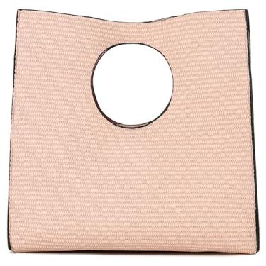 Imagem de KURGOOL Bolsas clutch de palha para mulheres, bolsas de mão de couro de tecido, bolsa de mão e bolsas de mão, bolsa de mão minimalista bolsa de praia, rosa