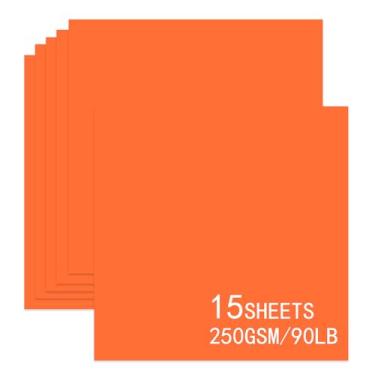 Imagem de 15 folhas de cartolina laranja 30,5 x 30,5 cm, 250 gsm/40,8 kg, cartolina grossa e lisa, perfeita para fazer cartões, álbuns de recortes e artesanato (laranja)