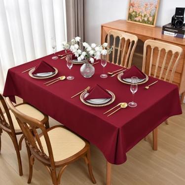 Imagem de Viiamacki Toalha de mesa retangular bordô, 91 x 139 cm, resistente a manchas e vincos, lavável na máquina, toalha de mesa de café de tecido para jantar, festa de buffet e uso ao ar livre