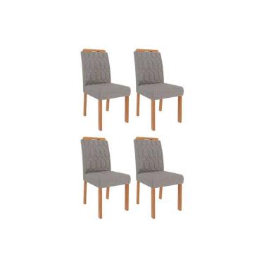 Imagem de Cadeira Sala de Jantar Paola Wood Kit 4 Un Carvalho/Linho Grafite - Cimol