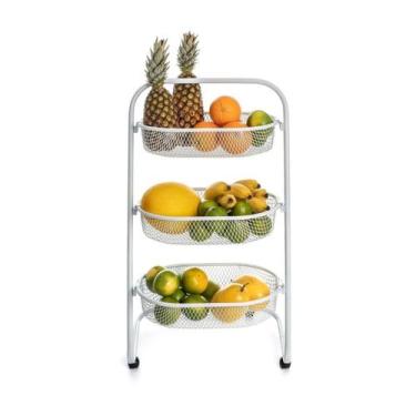 Imagem de Fruteira de Chão Montada com Rodinhas Cozinha em Aço Resistente Reforç