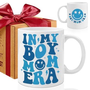 Imagem de ZWV Presentes de dia das mães para mãe de meninos - Caneca engraçada 'In My Boy Mom Era' 325 g, presente de gravidez para grávidas, xícara de café para mulheres -126