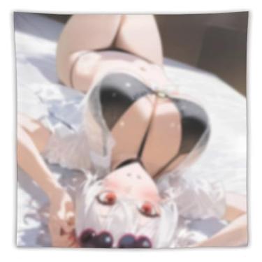 Imagem de LIEGBMEU Tapeçaria de biquíni sexy anime menina 152.4 cm x 152.4 cm interior exterior parede colcha arte decoração de tapeçaria caprichosa, AF434