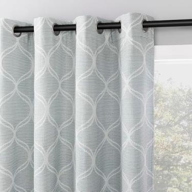 Imagem de Sun Zero Painel de cortina Tabor Woven Ogee 100% blackout total, azul claro, 63,5 cm L x 213,4 cm C (1 painel)