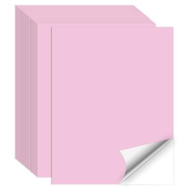 Imagem de Papel adesivo imprimível, 20 folhas de papel adesivo rosa para impressão, impressão a laser/jato de tinta - rosa fosco, tamanho carta (21,6 cm x 28 cm)