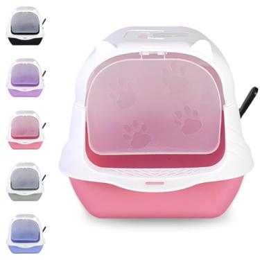 Imagem de Caixa Areia Fechada Gato Autolimpante Grande Banheiro Pá (Branco/Rosa)