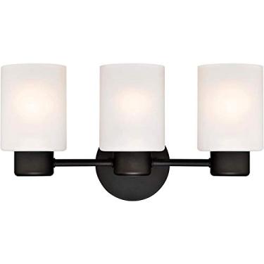 Imagem de Luminárias de banheiro, luminária de parede, arandela, arandela de parede, três luminárias de banheiro com acabamento em bronze polido a óleo e vidro semeado fosco