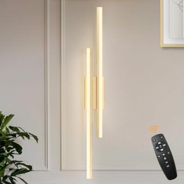 Imagem de Sparklelf Arandela de parede LED dourada moderna remota luminárias de parede para sala de estar, luz de LED regulável, arandela de parede remota interna para cabeceira, quarto, banheiro, sala de