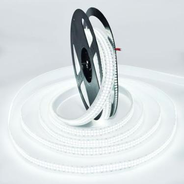 Imagem de HAASHADA Fita de LED de fileira dupla, luz do dia branca 6500K superbrilhante regulável à prova d'água CC 12 V 16,4 pés/5 m SMD 2835 2400 LEDs fita de fita de fita para decoração de iluminação de sala