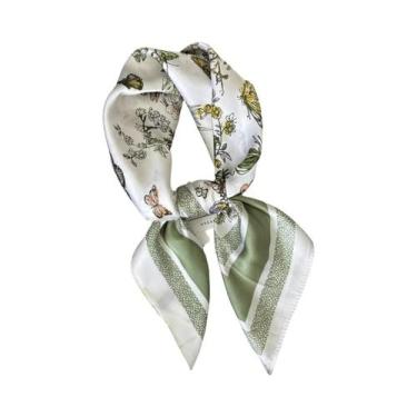 Imagem de Bandana Feminina De Cetim Macio 70x70cm Imitação De Seda Lenço Quadrad