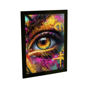 Imagem de Quadro Decorativo Grafite Olho Colorido Arte De Rua Banksy Decoração Poster Quarto Sala