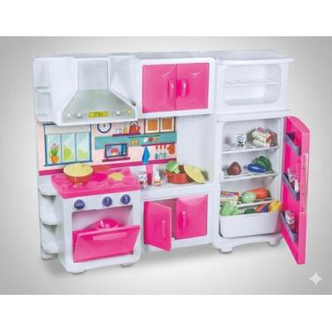 Imagem de Cozinha de Brinquedo Completa com Geladeira, Fogão, Armário e Coifa In