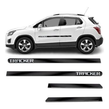Imagem de Kit Friso Lateral Personalizado Largo Preto Tracker 2012 a 2023 Adesiv