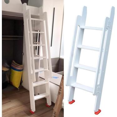 Imagem de Escada De Saída 3 4 5 6 7 Escada De Degraus Para Beliche Beliche Beliches Beliches Beliches Escada De Camper Escada De Madeira Branca Para Rv Loft Janela Com Hardw, White, 125cm/4.1ft/49.2in