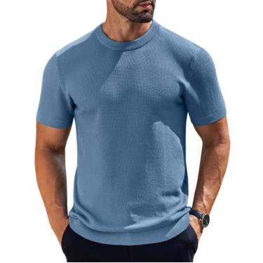 Imagem de Camiseta masculina COOFANDY de malha texturizada de manga curta cinza 