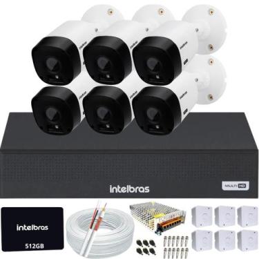 Imagem de Kit 6 Câmeras Intelbras 1120b Hd DVR Mhdx 1108-c Com SSD 512gb