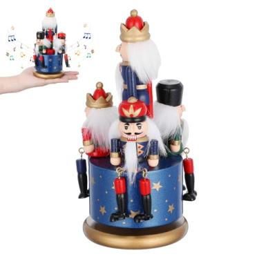 Imagem de Caixa de música para decoração de Natal quebra-nozes: caixa de música tradicional de Natal de madeira enfeite de quebra-nozes decoração festiva de Natal bonecos de soldado quebra-nozes para decoração