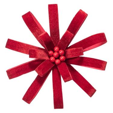 Imagem de KI Store Decorações de flores de poinsétia de Natal, 25 cm, 6 peças, palitos florais bordô para decoração de mesa de guirlanda de árvore de Natal