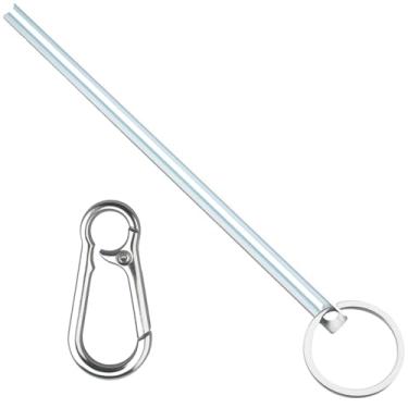 Imagem de Chaves de porta de elevador Half Moon com chaveiro prateado, chaves de meia lua para portas Schindler e Westinghouse, estrutura de aço inoxidável resistente, pacote com 1