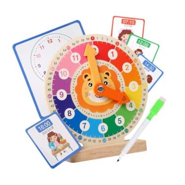 Imagem de Esquirla Relógios educativos para crianças com cartões, auxílio para ensino e aprendizagem de tempo, brinquedo sensorial para crianças de 3, 4 e 5 anos, bebês