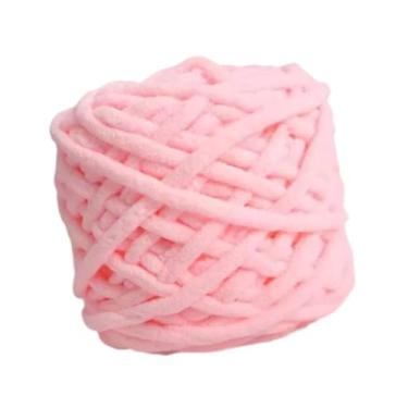 Imagem de Colaxi Fio de chenille grosso e volumoso, lavável, decoração para casa, feito à mão, para cobertores de malha, artesanato faça você mesmo, tricô, cachecol, Rosa
