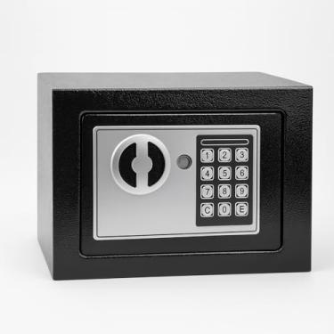 Imagem de Cofre Digital Eletrônico com Teclado Numérico, Chaves de Segurança, Ideal para Casa, Escritório e Hotel