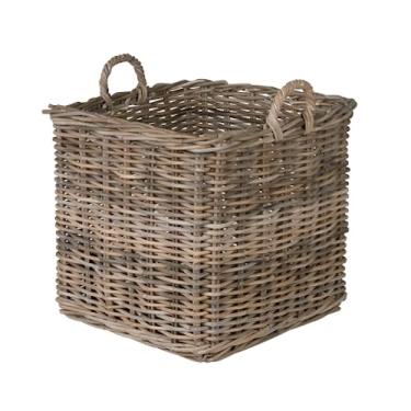 Imagem de Kouboo Cesta de armazenamento decorativa Kobo Square Rattan e plantador, tamanho grande, cinza