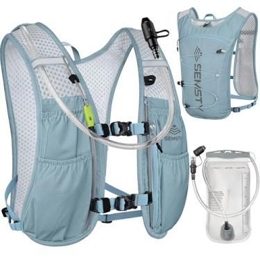 Imagem de SEMSTY Colete de hidratação de corrida 5L, pacote de colete de corrida com bexiga de água de 1,5 L, mochila de água leve para caminhadas, corrida, ciclismo