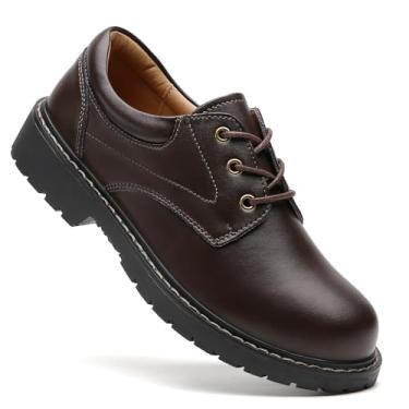 Imagem de IUY Sapatos Oxford femininos pretos Oxford plataforma de couro envernizado Oxfords confortável elegante antiderrapante cadarço grosso casual trabalho negócios escritório oxford sapatos, Marrom, 35