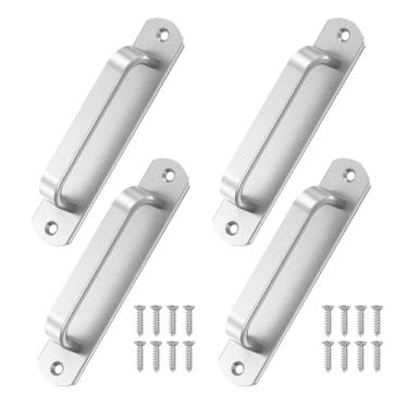 Imagem de Mixizigoz Maçaneta deslizante de porta de celeiro de 14 cm - Puxadores de armário de liga de alumínio para armário, gaveta, garagem, porta de cerca e beliche - corrimão seguro, aderência confortável e