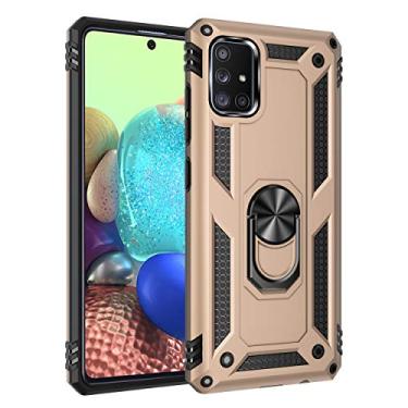 Imagem de SORAKA Capa para Samsung Galaxy A71 5G com suporte de anel capa armadura para Samsung Galaxy A71 5G capa traseira de policarbonato rígido com placa de metal para celular magnético suporte de carro